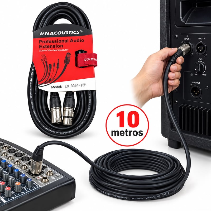 Cable de 10 metros canon hembra y canon macho