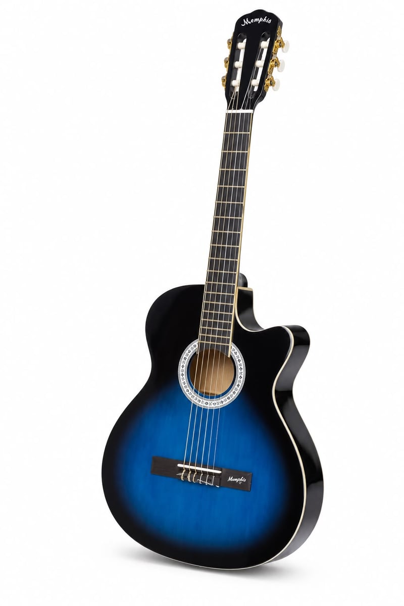 Guitarra Memphis azul con estuche